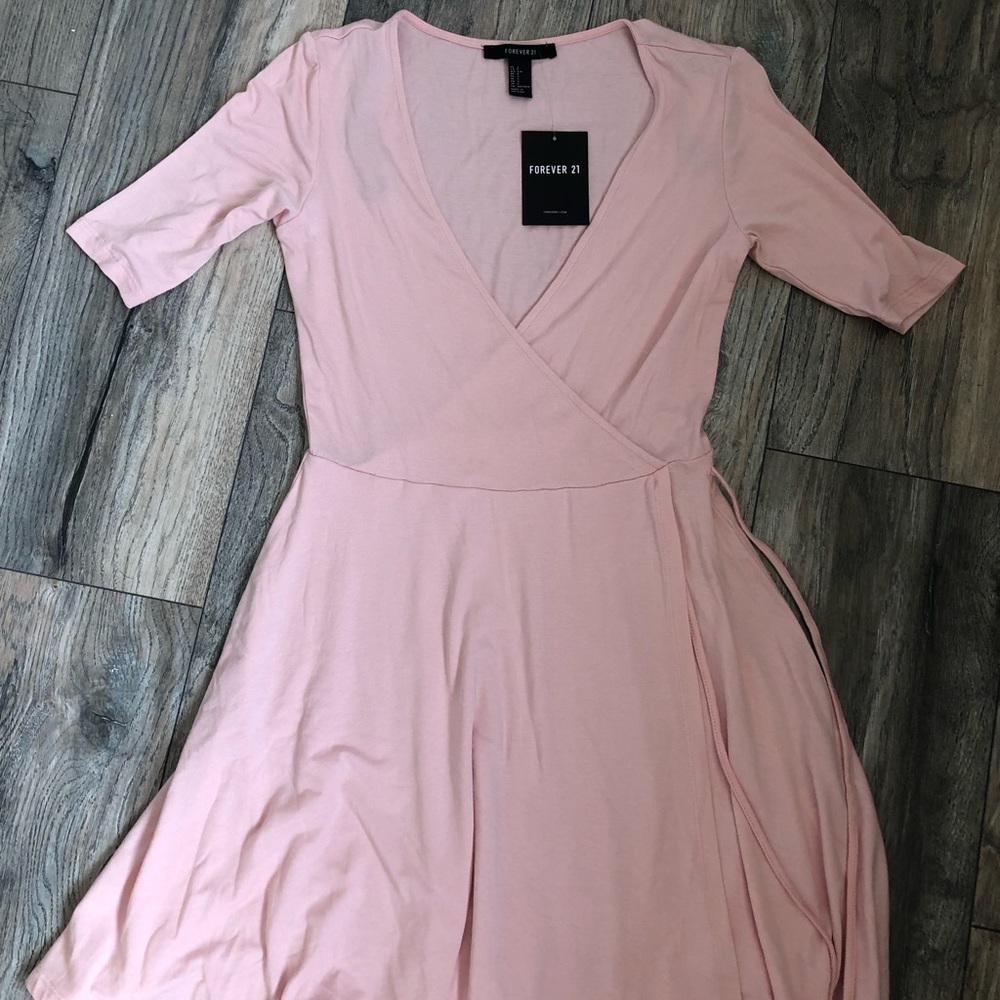 Light pink wrap mini dress